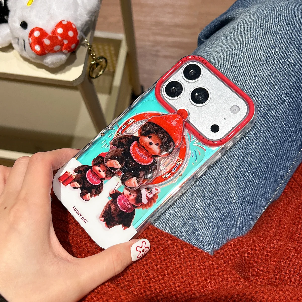Monchhichi Lucky Day Clear Phone Case for iPhone 17 16 15 14 13 Pro Max